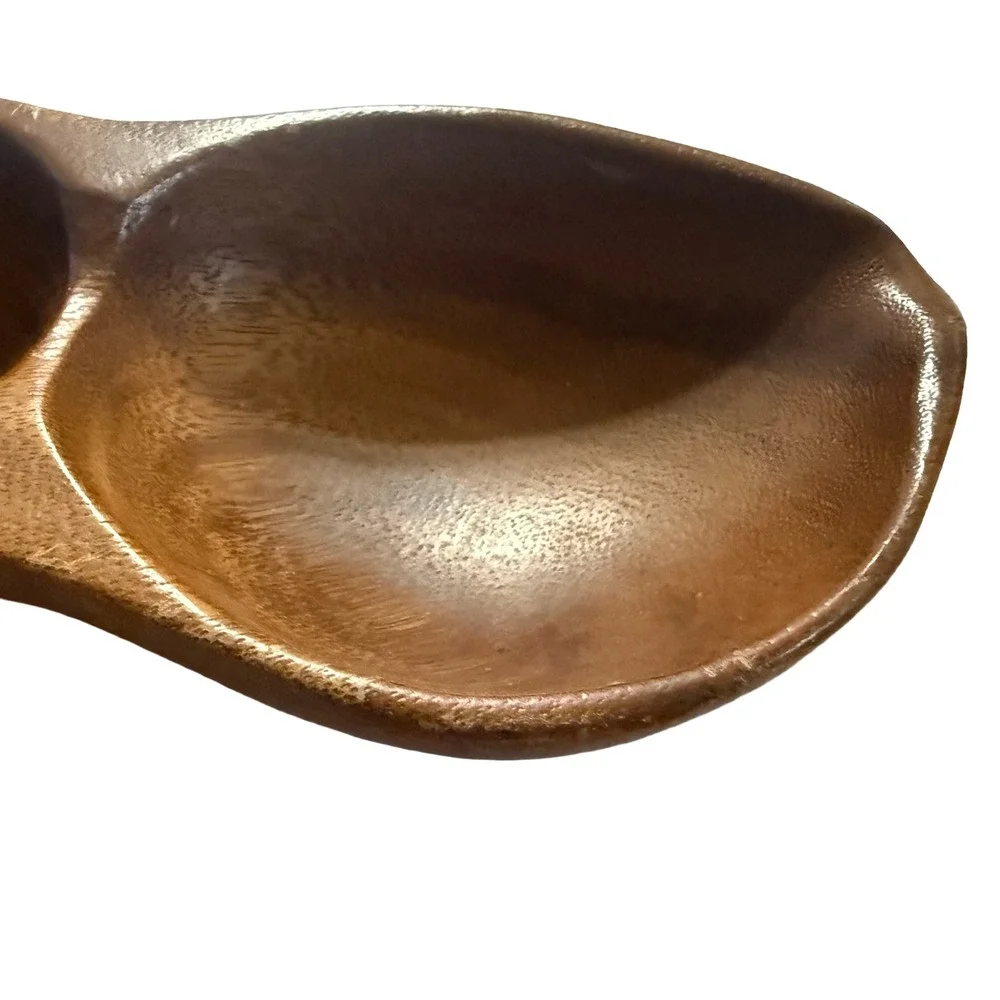 Vintage Monkeypod Wood Divided Serving Dish Hand Carved Hawaii